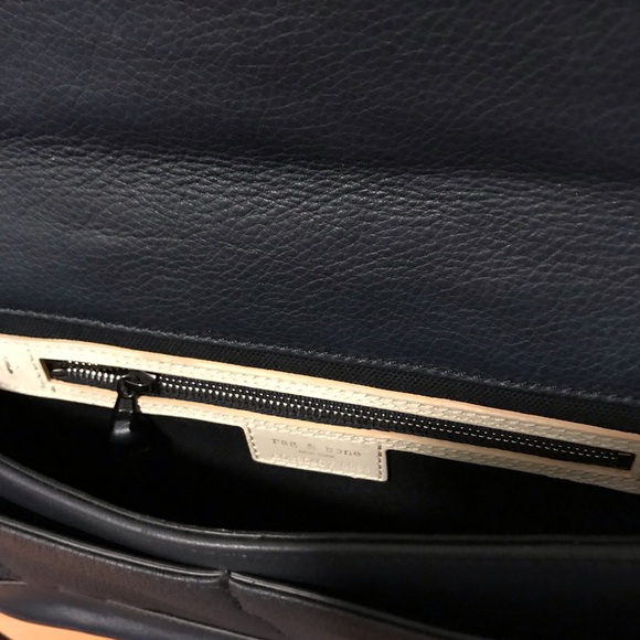Rag and Bone Pilot clutch, navy and plum calf hair - Picture 7 of 8